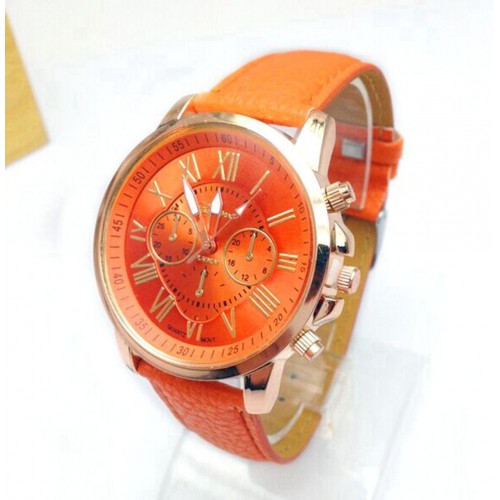 Fashion Roman Numbers Leather Belt Vivid Candy Color Watch