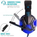 Over Ear Gaming Headset with Mic and LED Light for Laptop Cellphone PS4, Blue