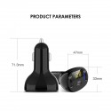 3-Ports USB Type-c Quick Charge Car Charger Adapter LED Voltmeter / Auto Bluetooth FM Radio Transmitter