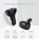 3-Ports USB Type-c Quick Charge Car Charger Adapter LED Voltmeter / Auto Bluetooth FM Radio Transmitter