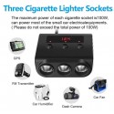 3 Way Car Cigarette Lighter Adapter 12V-24V Socket Splitter Plug LED 4 USB Charger Adapter For Phone MP3 DVR black