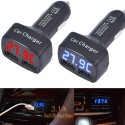 4 in 1 Dual USB Car Charger DC 5V 3.1A Universal with Voltage/temperature/Current Meter Tester Adapter Digital LED Display