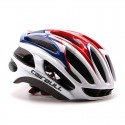 Ultralight Racing Cycling Helmet with Sunglasses Intergrally molded MTB Bicycle Helmet Mountain Road Bike Helmet Red and blue_M