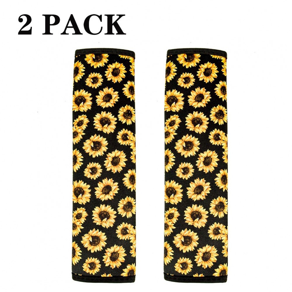 Sunflower Seat Belt Shoulder Pads Cute and Handmade 2 PACK Fashionable Boho Sunflower Car Accessories for Women,Top Girl Car Accessories,Protect You Neck and Shoulder from The Seat Belt Rubbing