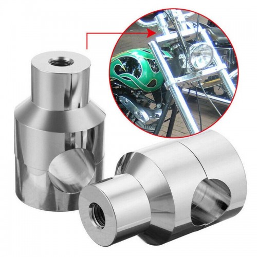 7/8" 22mm 1" 25mm Handlebar Riser For Custom Springer Bobber Chopper silver