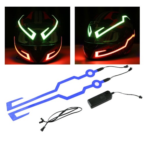 Motorcycle Helmet Signal EL Flashing Light Strip Bar Plate Kit for Night Riding blue