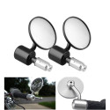1 Pair 7/8" Motorcycle Rearview Mirror Round Handlebar Bar End Rear View Mirrors Bike Motorbike Side Mirror black