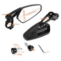 1 Pair Motorcycle Handle Bar End Side Mirror Rearview Rear View for MSX125 Gold