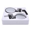 2PCS Motorcycle Circular Foldable Rear View Mirror Set Side Convex Mirror