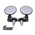 2PCS Motorcycle Circular Foldable Rear View Mirror Set Side Convex Mirror