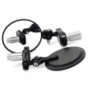 2PCS Motorcycle Circular Foldable Rear View Mirror Set Side Convex Mirror