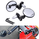 2PCS Motorcycle Circular Foldable Rear View Mirror Set Side Convex Mirror