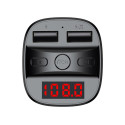 T60 Bluetooth 5.0 Car Kit Wireless FM Transmitter Handsfree Music Play Vehicle USB Charger Support TF Card U Disk black