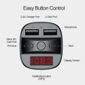 T60 Bluetooth 5.0 Car Kit Wireless FM Transmitter Handsfree Music Play Vehicle USB Charger Support TF Card U Disk black