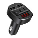 T60 Bluetooth 5.0 Car Kit Wireless FM Transmitter Handsfree Music Play Vehicle USB Charger Support TF Card U Disk black