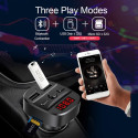 T60 Bluetooth 5.0 Car Kit Wireless FM Transmitter Handsfree Music Play Vehicle USB Charger Support TF Card U Disk black