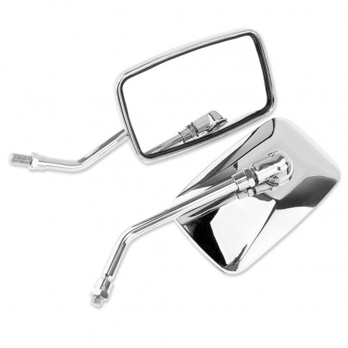 2pcs Universal Rectangle Aluminum Square Motorcycle Rearview Mirrors Electric Bike Plating silver