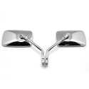 2pcs Universal Rectangle Aluminum Square Motorcycle Rearview Mirrors Electric Bike Plating silver