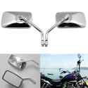 2pcs Universal Rectangle Aluminum Square Motorcycle Rearview Mirrors Electric Bike Plating silver
