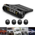 TPMS Solar Wireless Tire Pressure LCD Monitoring System with 4 External Sensor black