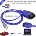 Car USB Vag-Com Interface Cable KKL VAG-COM 409.1 OBD2 II OBD Diagnostic Scanner Auto Cable Aux blue