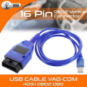 Car USB Vag-Com Interface Cable KKL VAG-COM 409.1 OBD2 II OBD Diagnostic Scanner Auto Cable Aux blue