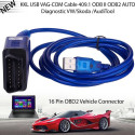 Car USB Vag-Com Interface Cable KKL VAG-COM 409.1 OBD2 II OBD Diagnostic Scanner Auto Cable Aux blue
