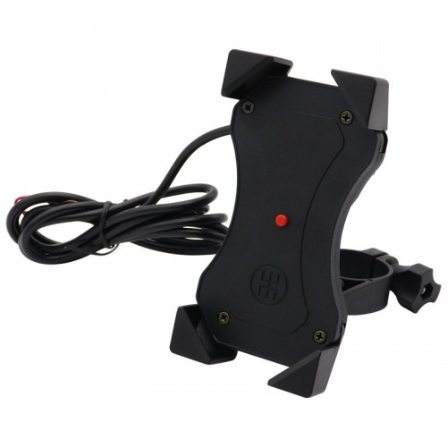 Motorcycle Mobile Phone Holder Mount Support USB 2A Charger 360 Degree Rotation for 3.5-6 inch Devices black