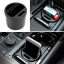 Mini Car Storage Box Water Cup Slot Change Coin Card Reader Container Organizer black