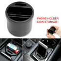 Mini Car Storage Box Water Cup Slot Change Coin Card Reader Container Organizer black