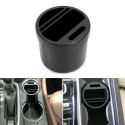 Mini Car Storage Box Water Cup Slot Change Coin Card Reader Container Organizer black