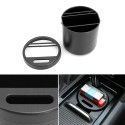 Mini Car Storage Box Water Cup Slot Change Coin Card Reader Container Organizer black