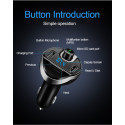 Car Hands-free FM Transmitter Bluetooth MP3 Player Car Kit Dual USB Car Charger Support TF Card/U Disk Music Play black