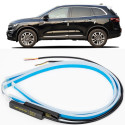 Ultrafine Cars LED Daytime Running Lights White Turn Signal Yellow Guide Strip for Headlight 60cm ice blue yellow