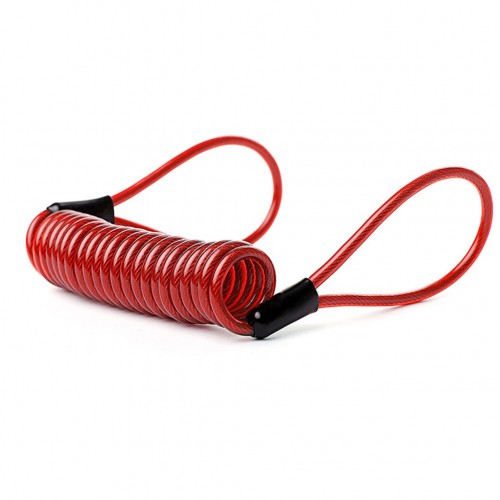 Wire Rope Spring Retractable Colorful Rubber Coating Portable Safety Elastic Motorcycle Helmet Anti-theft Rope 1.2Meter red