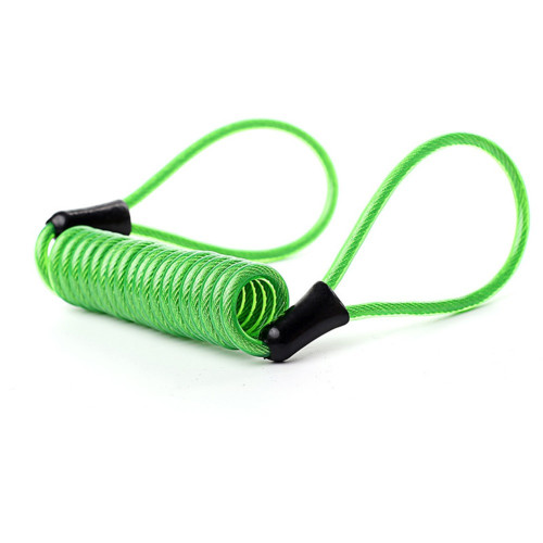 Wire Rope Spring Retractable Colorful Rubber Coating Portable Safety Elastic Motorcycle Helmet Anti-theft Rope 1.2Meter green