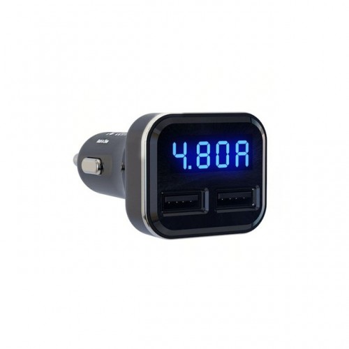 4.8A Car Phone Charger LED Voltage Monitoring Fast Smartphone USB Chargers Current Display Power Bank Carregador black