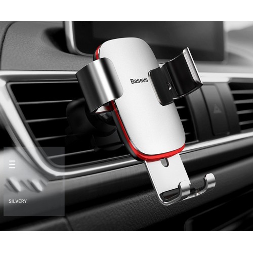 BASEUS Gravity Car Phone Holder 360 Rotation Mobile Phone Clip Holder Bracket CD Slot Mount Clip for iPhone Samsung Silver