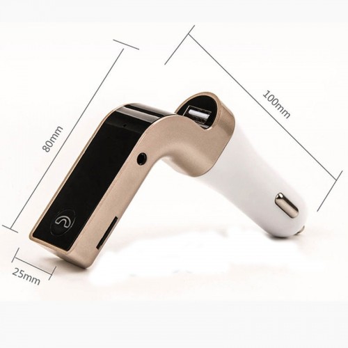 Car Bluetooth FM Transmitter Hands-free In-Car Music Player FM Adapter with USB Charger for Smartphone, Tablet Computer Golden