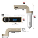 Car Bluetooth FM Transmitter Hands-free In-Car Music Player FM Adapter with USB Charger for Smartphone, Tablet Computer Golden