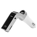 Car Bluetooth FM Transmitter Hands-free In-Car Music Player FM Adapter with USB Charger for Smartphone, Tablet Computer Silver