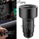 Car GPS Tracker Locator Real Time Tracking Device Dual USB Car Charger Voltmeter Gold