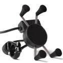 Motorcycle Bike Handlebar Mirror X Shape Grip for 3.5-6.5 Inch Cell Phone Mount Holder with USB Charger-9AZX
