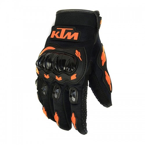 Winter Full Finger Motorcycle Gloves Leather Fabric Motorbike Guantes Gloves KTM Orange_XL