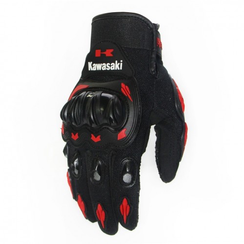 Winter Full Finger Motorcycle Gloves Leather Fabric Motorbike Guantes Gloves KA red_L