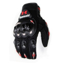 Winter Full Finger Motorcycle Gloves Leather Fabric Motorbike Guantes Gloves KA red gray_L