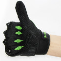 Winter Full Finger Motorcycle Gloves Leather Fabric Motorbike Guantes Gloves KA Green_XXL