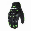 Winter Full Finger Motorcycle Gloves Leather Fabric Motorbike Guantes Gloves KA Green_XXL