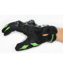 Winter Full Finger Motorcycle Gloves Leather Fabric Motorbike Guantes Gloves KA Green_XXL