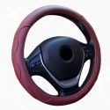 Universal Car Leather Steering-wheel Cover Anti-slip for 38CM/15" Steering Wheel Wine red_38cm